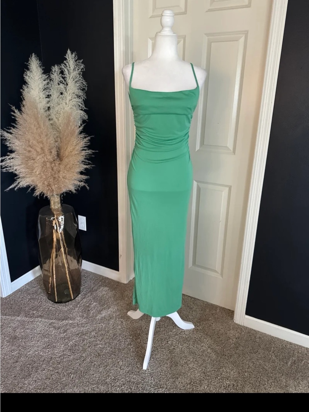 NWT Zara Draped Open Back Dress in Mid-green size Medium - Picture 5 of 12